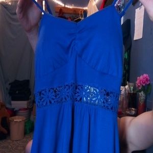 Long blue cotton dress